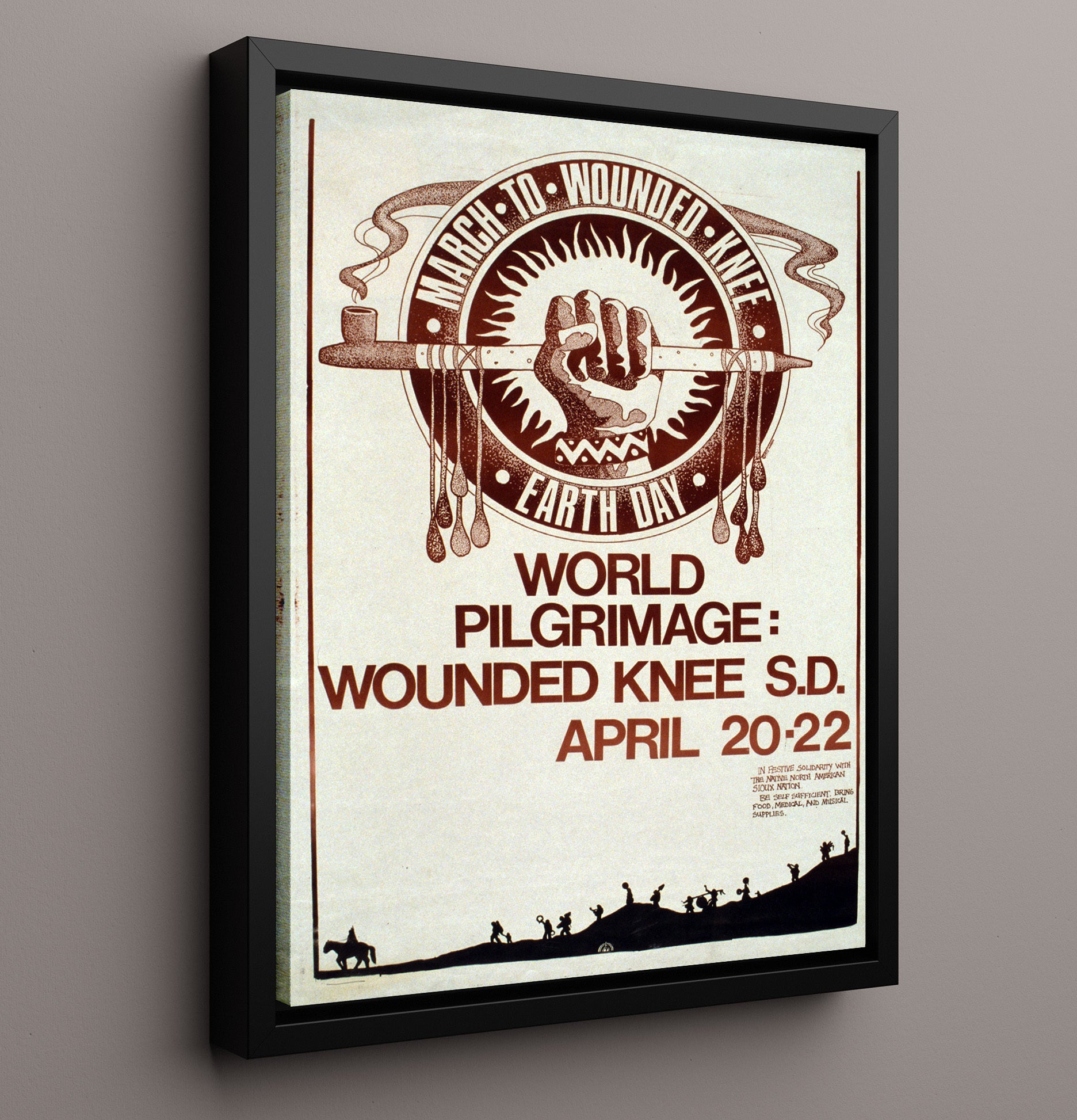 Wounded Knee Pilgrimage Counter Culture Wall Art 16x20 Framed Canvas wall art print