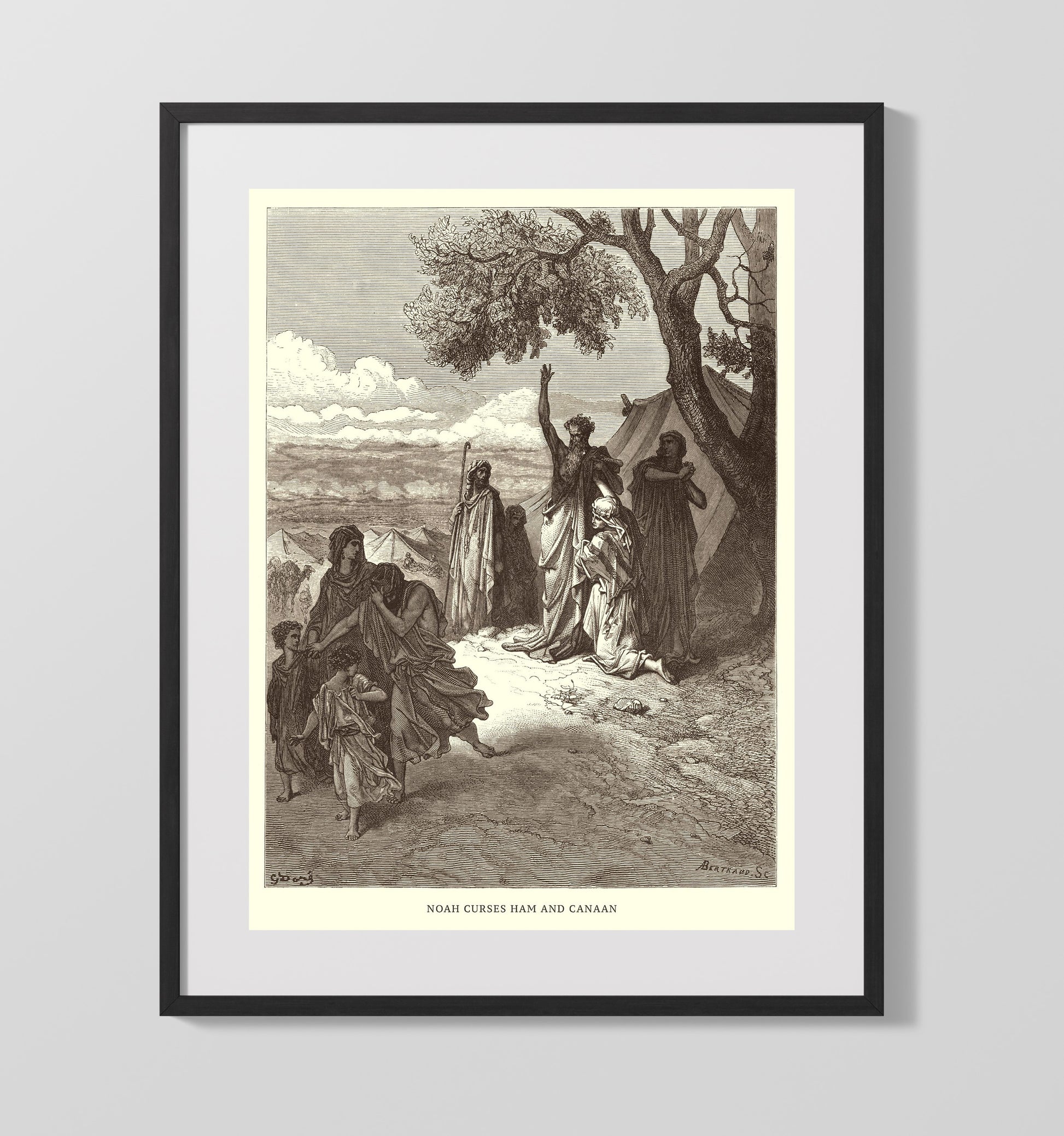 A Dove Is Sent Forth from the Ark Genesis 8:6-12 Dore Bible Illustration Wall Art 16x20 Gallery Frame wall art print