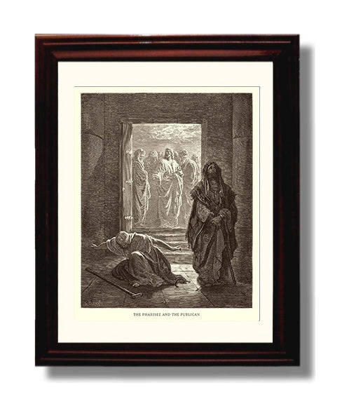 A Sinful Woman Repents Luke 7:36-50 Dore Bible Illustration Wall Art 8x10 Beveled Frame wall art print