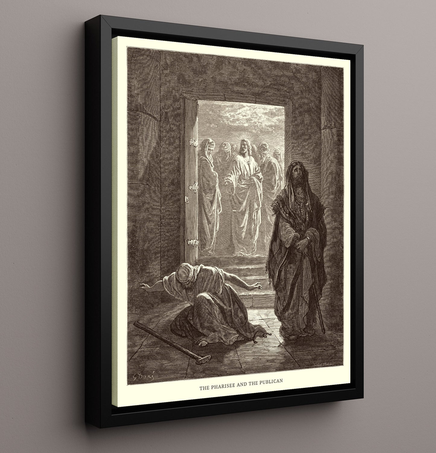 A Sinful Woman Repents Luke 7:36-50 Dore Bible Illustration Wall Art 16x20 Framed Canvas wall art print