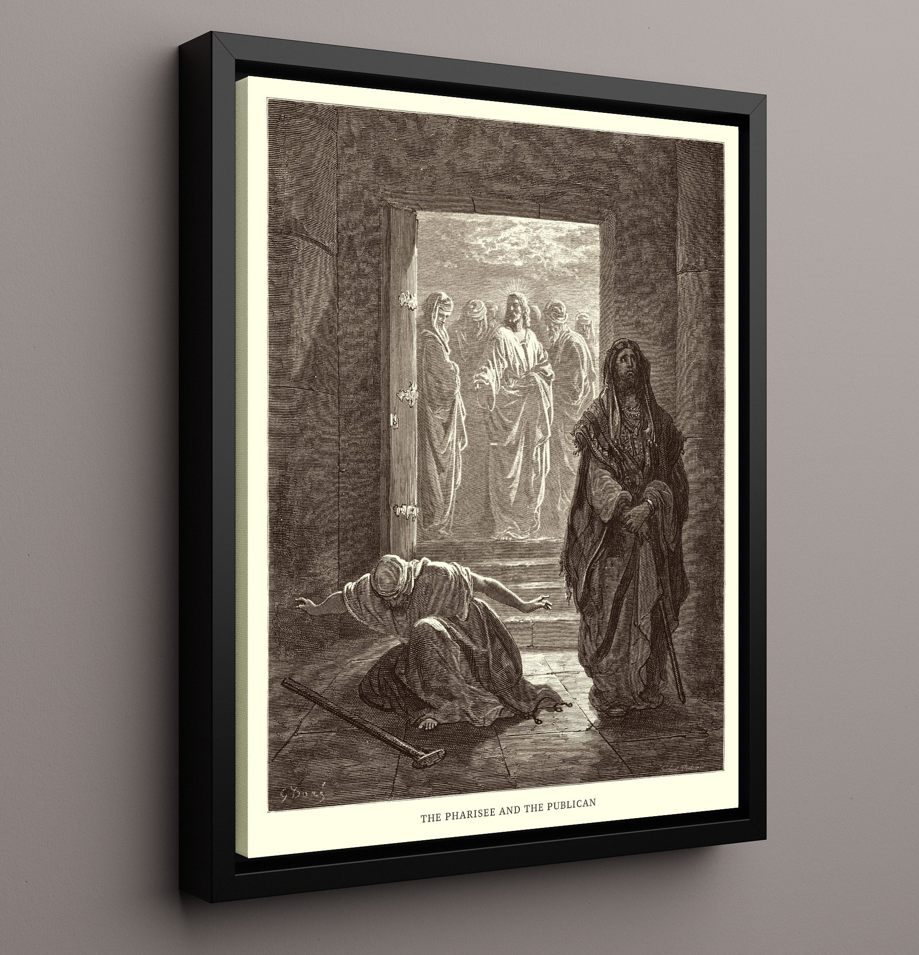A Sinful Woman Repents Luke 7:36-50 Dore Bible Illustration Wall Art 16x20 Framed Canvas wall art print