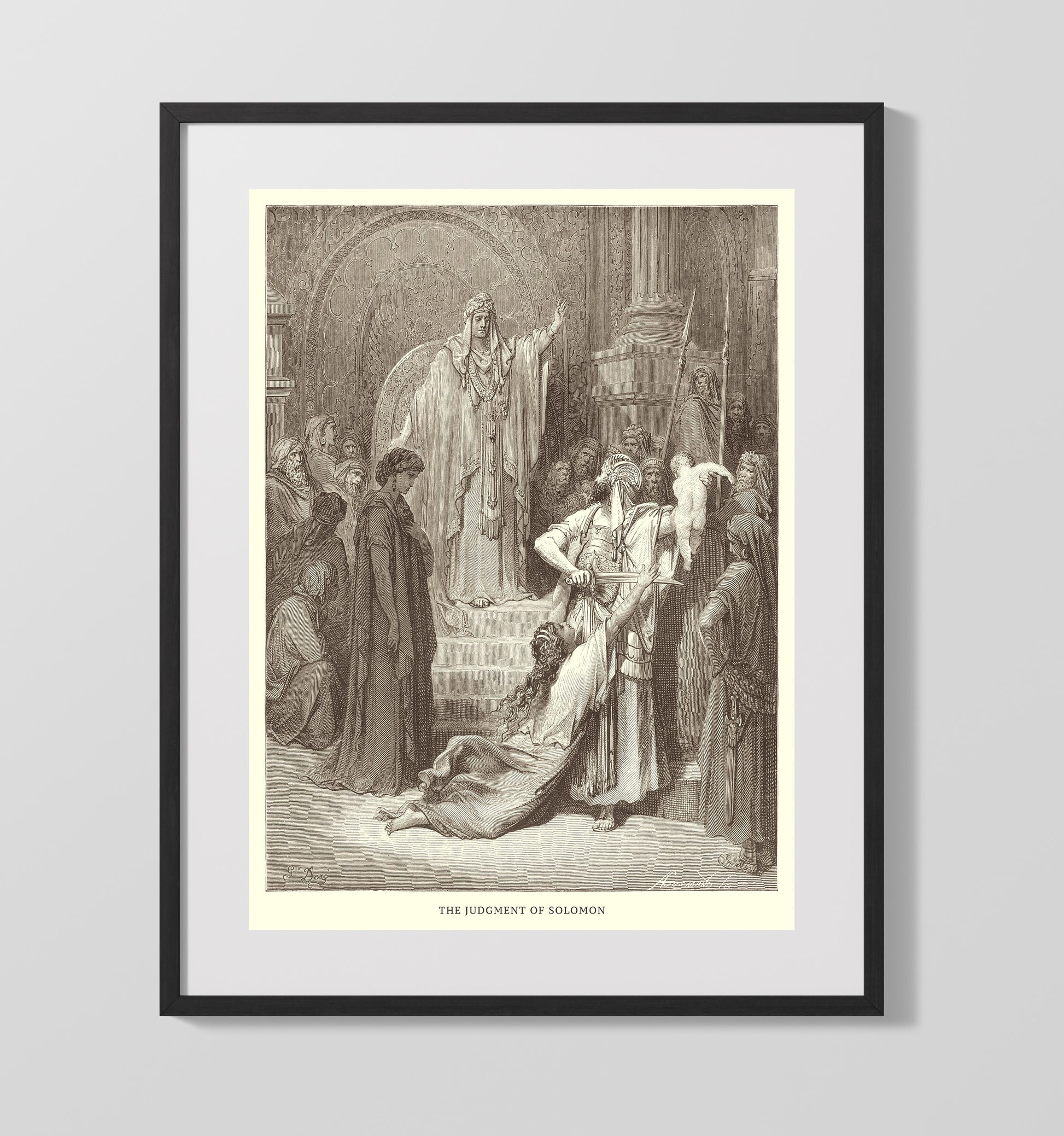 Abishai Saves Davids Life 2 Samuel 21:15-17 Dore Bible Illustration Wall Art 16x20 Gallery Frame wall art print