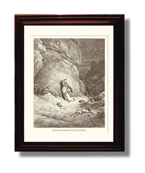 Abraham Sends Hagar and Ishmael Away Genesis 21:9-21 Dore Bible Illustration Wall Art 8x10 Beveled Frame wall art print
