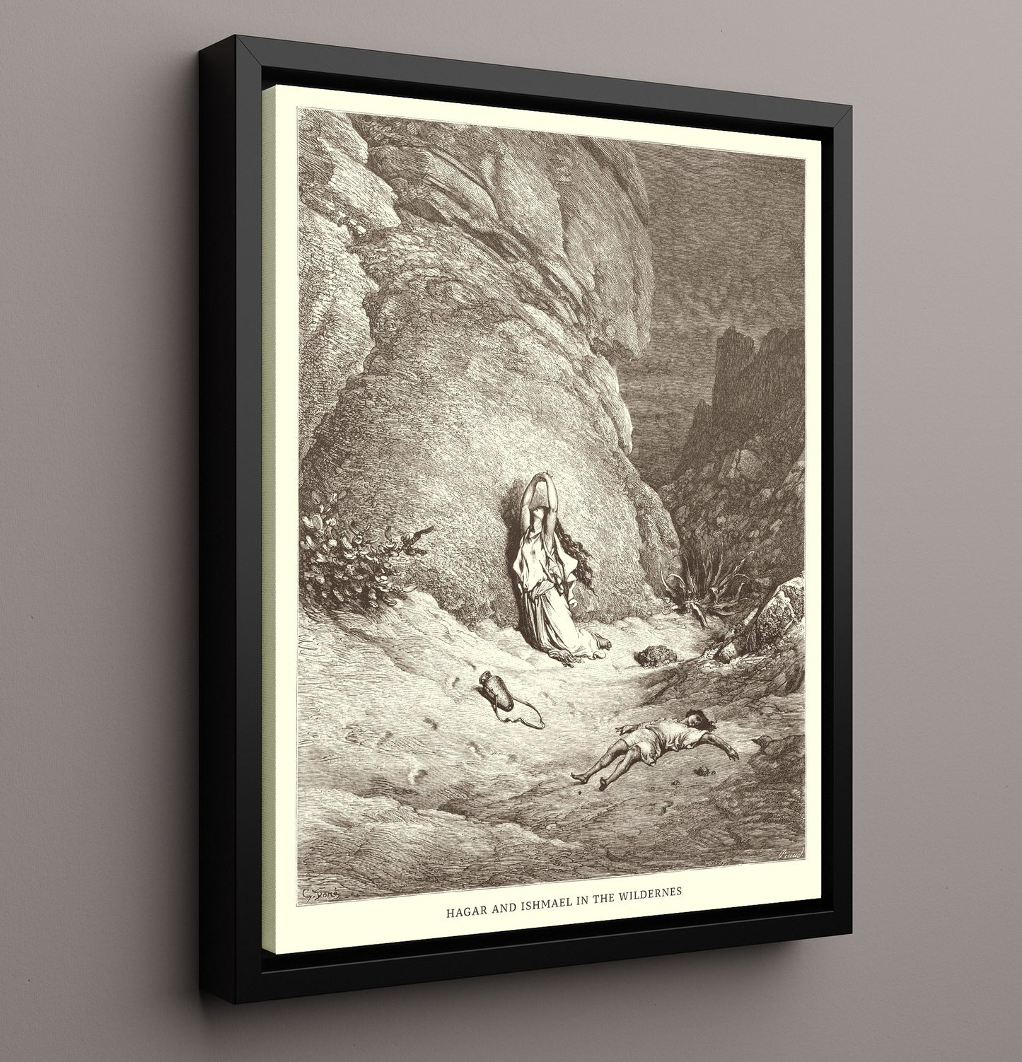 Abraham Sends Hagar and Ishmael Away Genesis 21:9-21 Dore Bible Illustration Wall Art 16x20 Framed Canvas wall art print