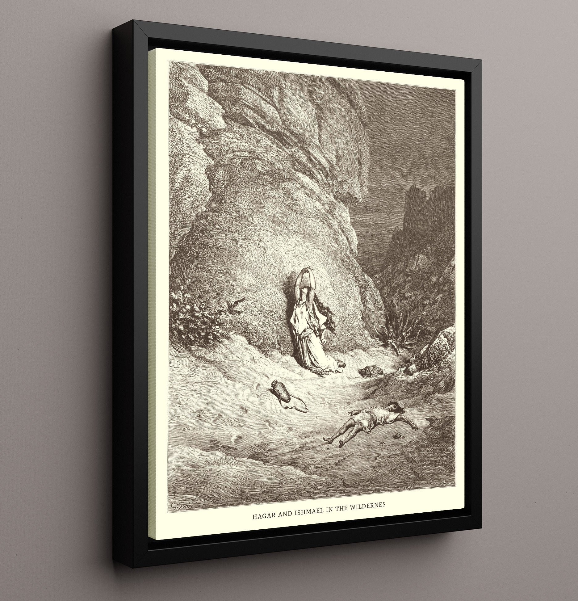 Abraham Sends Hagar and Ishmael Away Genesis 21:9-21 Dore Bible Illustration Wall Art 16x20 Framed Canvas wall art print