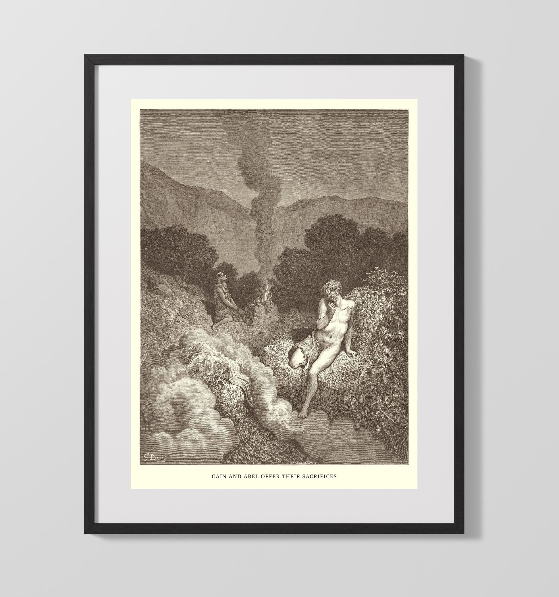 Adam and Eve Are Driven Out of Eden Genesis 3:22-24 Dore Bible Illustration Wall Art 16x20 Gallery Frame wall art print