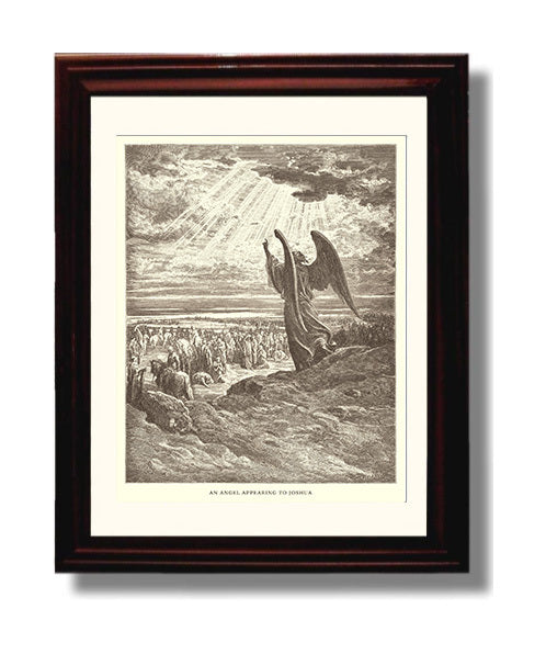 An Angel Appearing to Joshua Joshua 5:13-15 Dore Bible Illustration Wall Art 8x10 Beveled Frame wall art print