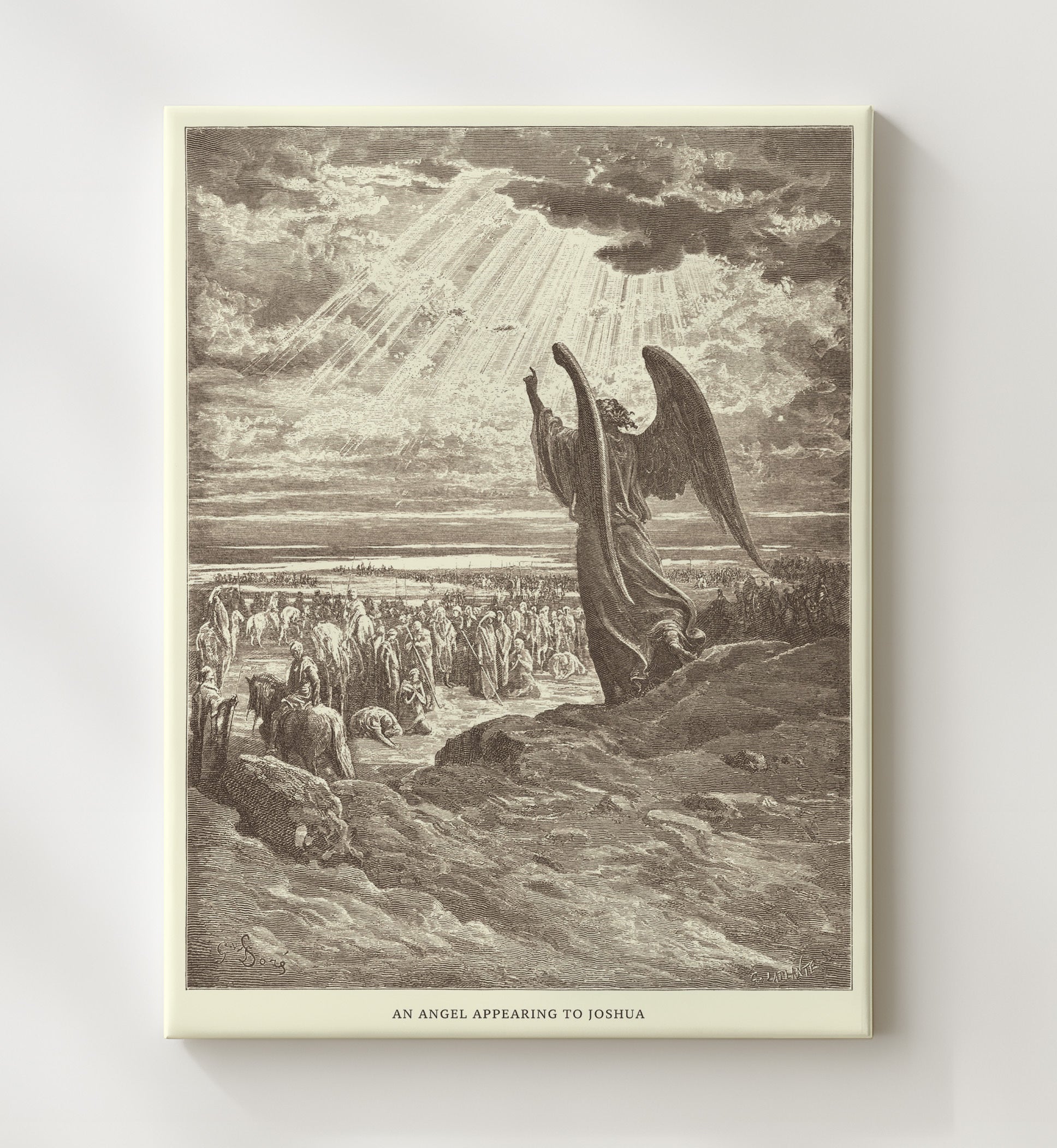 An Angel Appearing to Joshua Joshua 5:13-15 Dore Bible Illustration Wall Art 20x24 Canvas wall art print