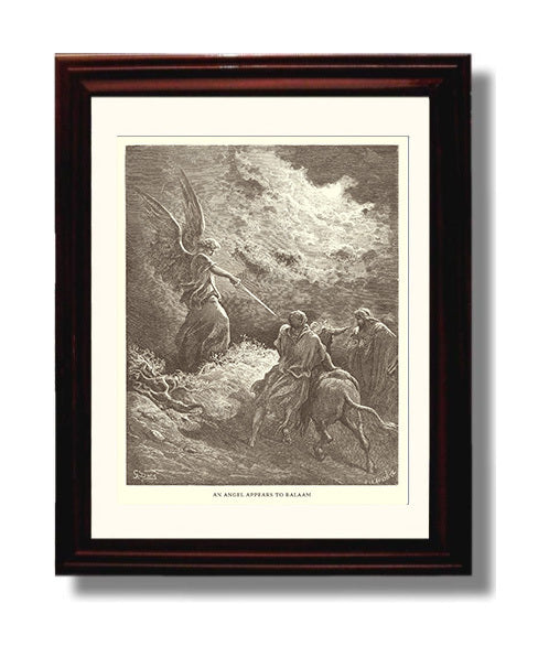 An Angel Appears to Balaam Numbers 22:22-35 Dore Bible Illustration Wall Art 8x10 Beveled Frame wall art print