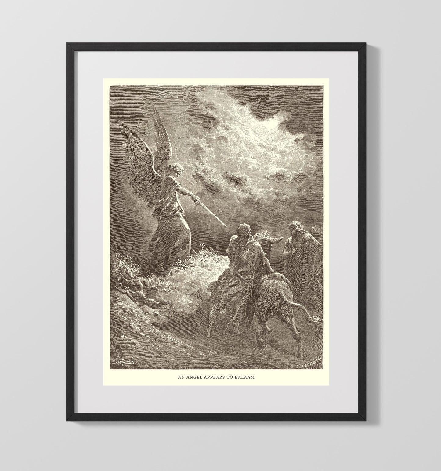 An Angel Appears to Balaam Numbers 22:22-35 Dore Bible Illustration Wall Art 16x20 Gallery Frame wall art print