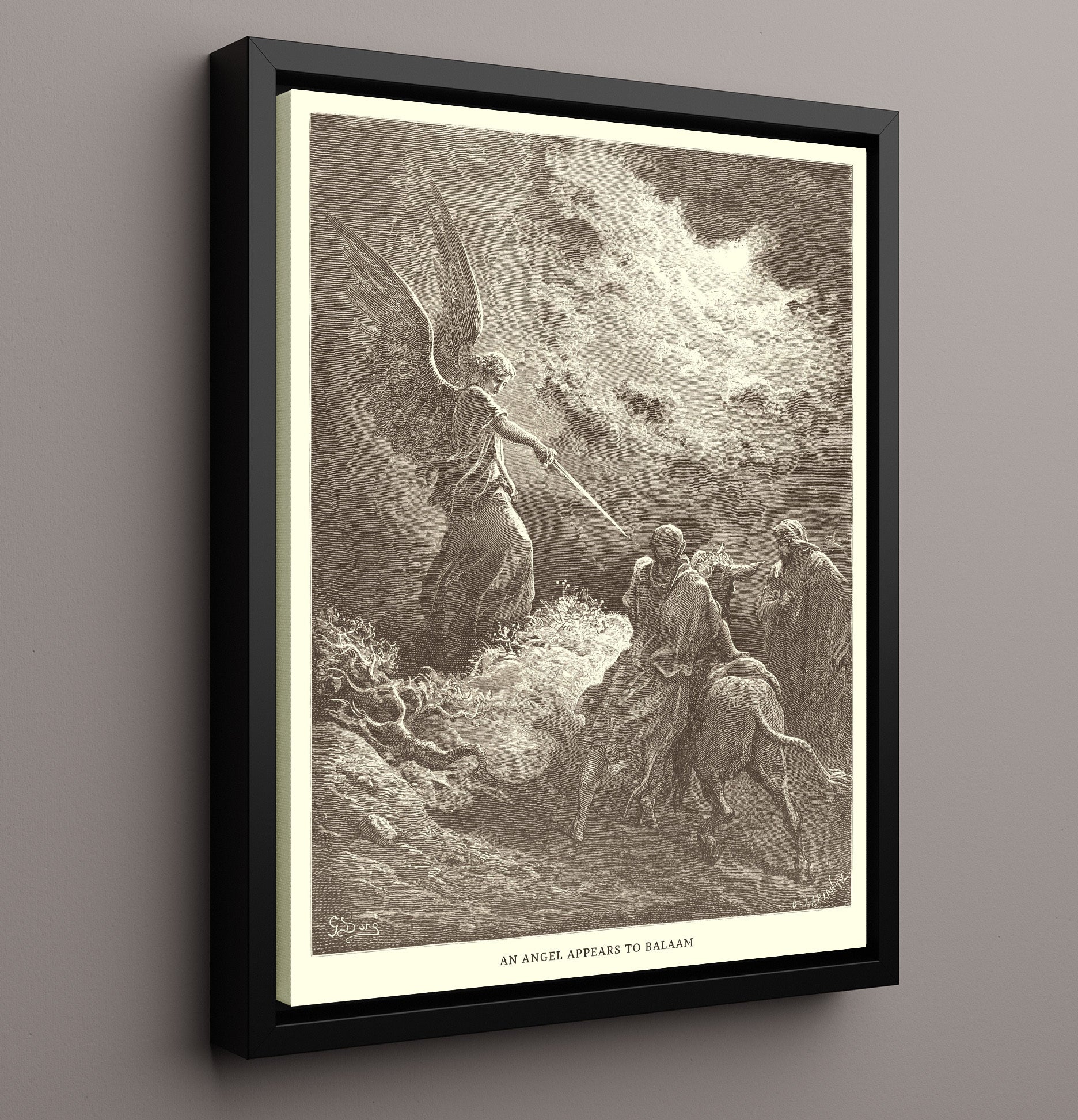 An Angel Appears to Balaam Numbers 22:22-35 Dore Bible Illustration Wall Art 16x20 Framed Canvas wall art print