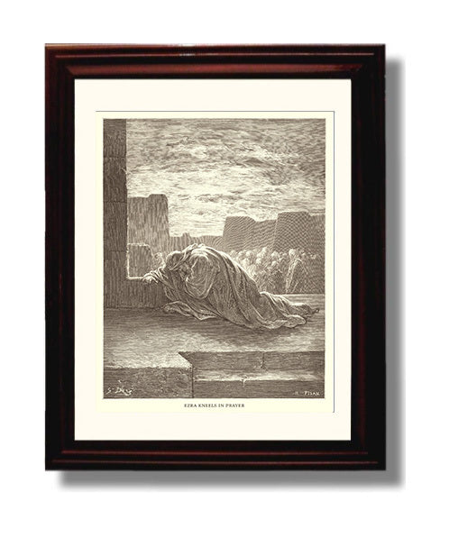 Artaxerxes Grants Freedom to the Jews Ezra 7:11-26 Dore Bible Illustration Wall Art 8x10 Beveled Frame wall art print