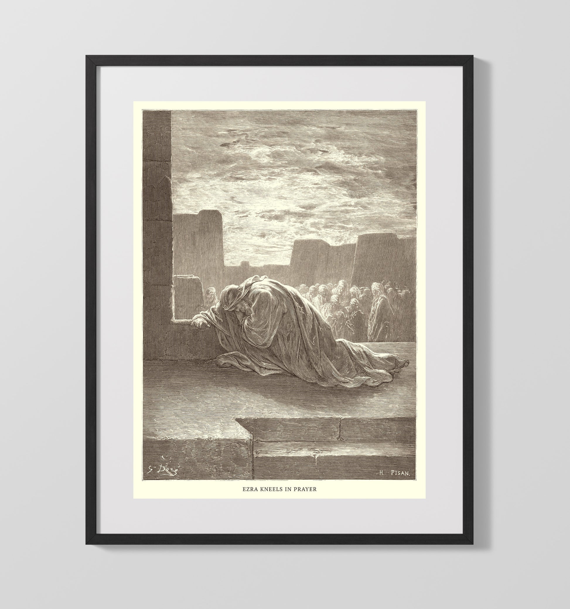 Artaxerxes Grants Freedom to the Jews Ezra 7:11-26 Dore Bible Illustration Wall Art 16x20 Gallery Frame wall art print
