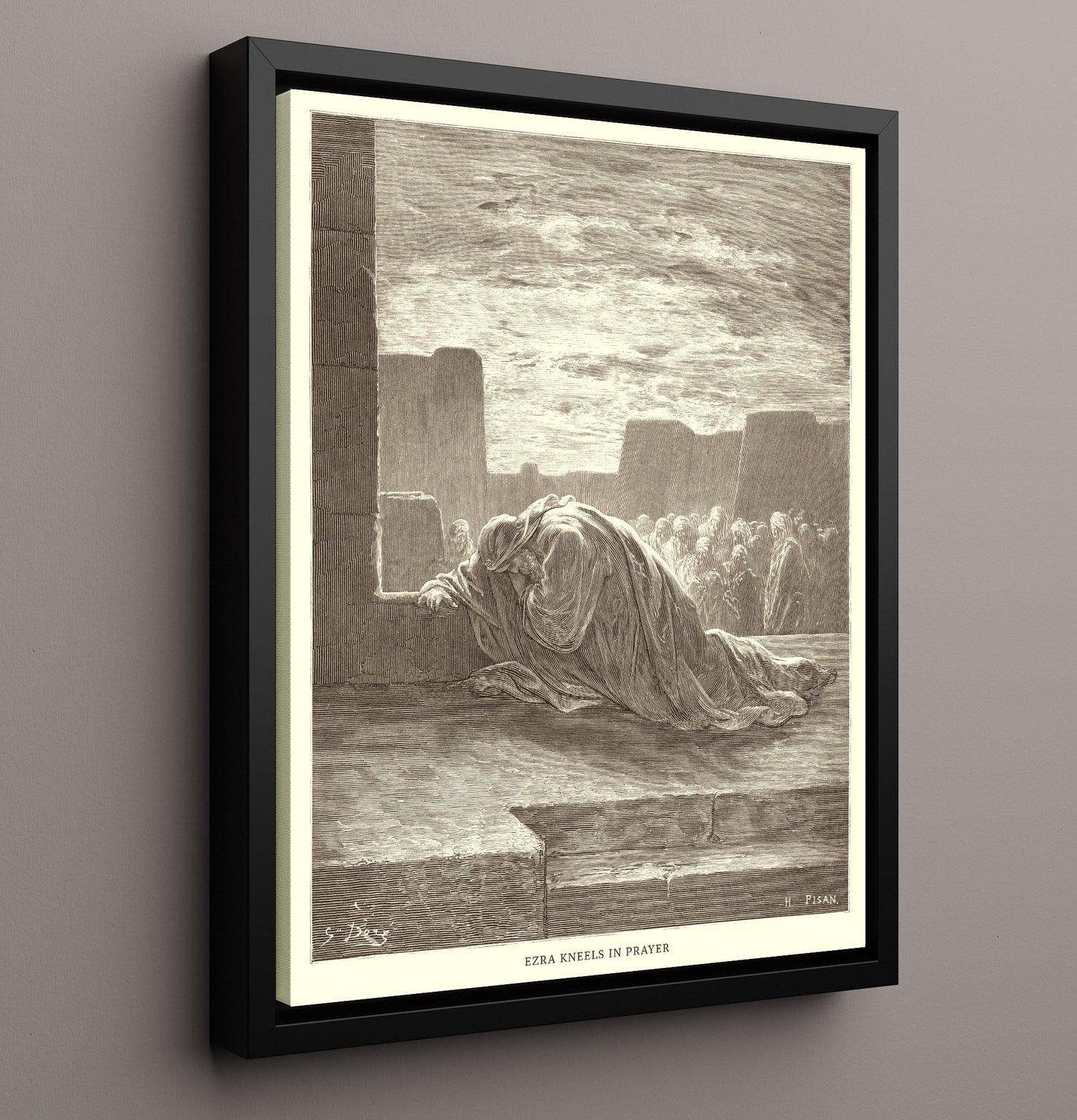 Artaxerxes Grants Freedom to the Jews Ezra 7:11-26 Dore Bible Illustration Wall Art 16x20 Framed Canvas wall art print
