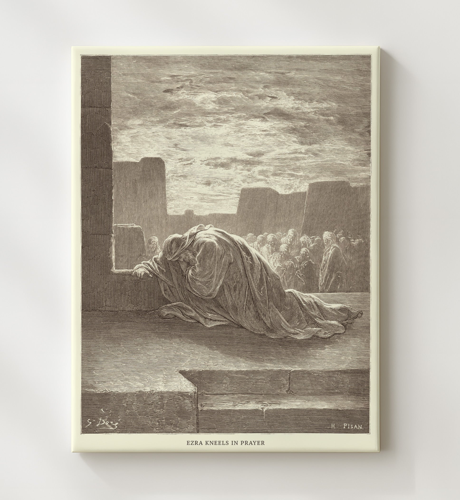 Artaxerxes Grants Freedom to the Jews Ezra 7:11-26 Dore Bible Illustration Wall Art 20x24 Canvas wall art print