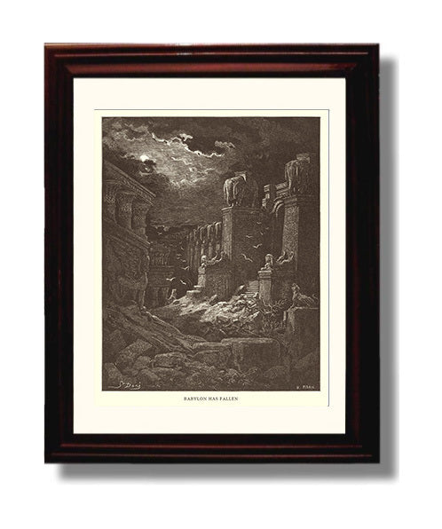 Babylon Has Fallen Revelation 18 Dore Bible Illustration Wall Art 8x10 Beveled Frame wall art print