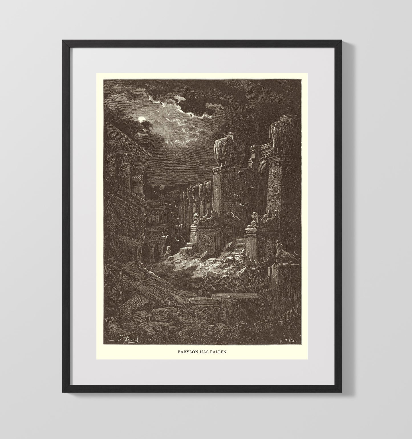 Babylon Has Fallen Revelation 18 Dore Bible Illustration Wall Art 16x20 Gallery Frame wall art print