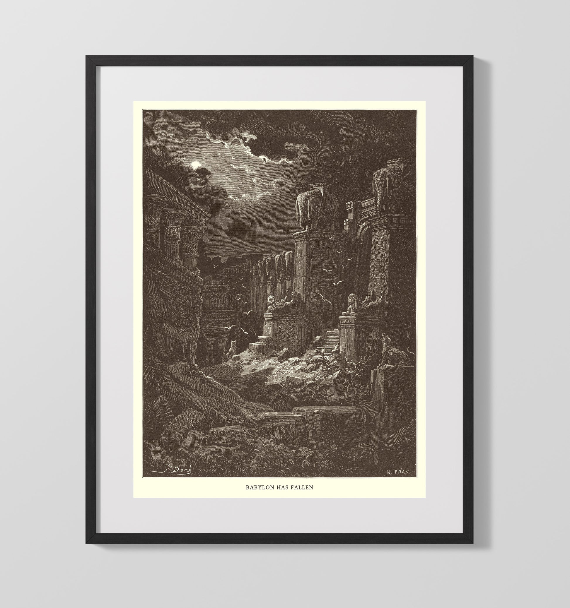 Babylon Has Fallen Revelation 18 Dore Bible Illustration Wall Art 16x20 Gallery Frame wall art print