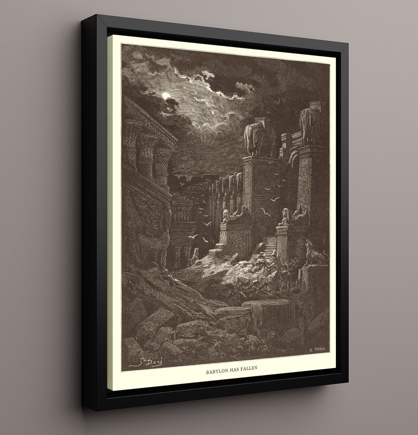 Babylon Has Fallen Revelation 18 Dore Bible Illustration Wall Art 16x20 Framed Canvas wall art print