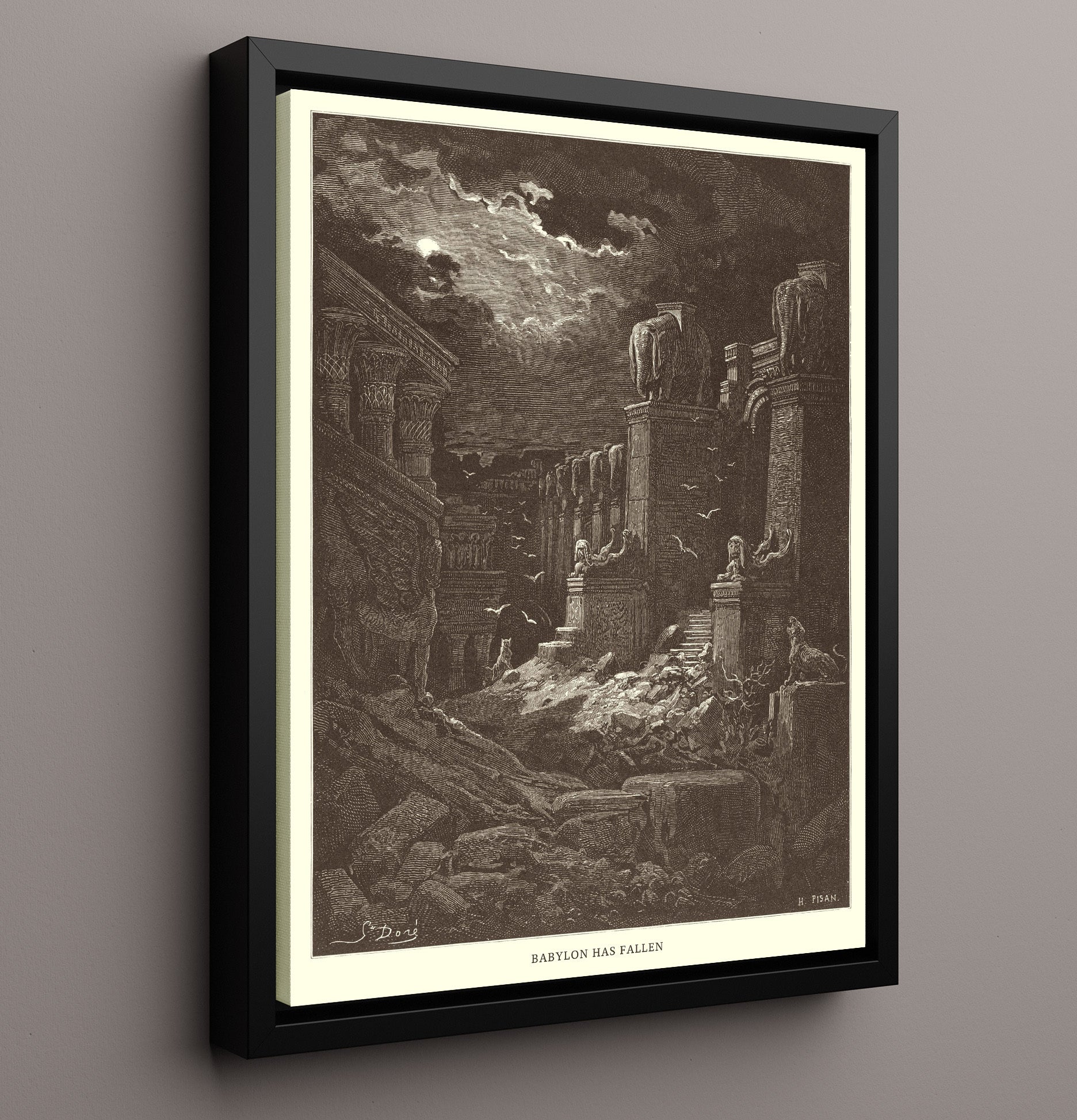 Babylon Has Fallen Revelation 18 Dore Bible Illustration Wall Art 16x20 Framed Canvas wall art print