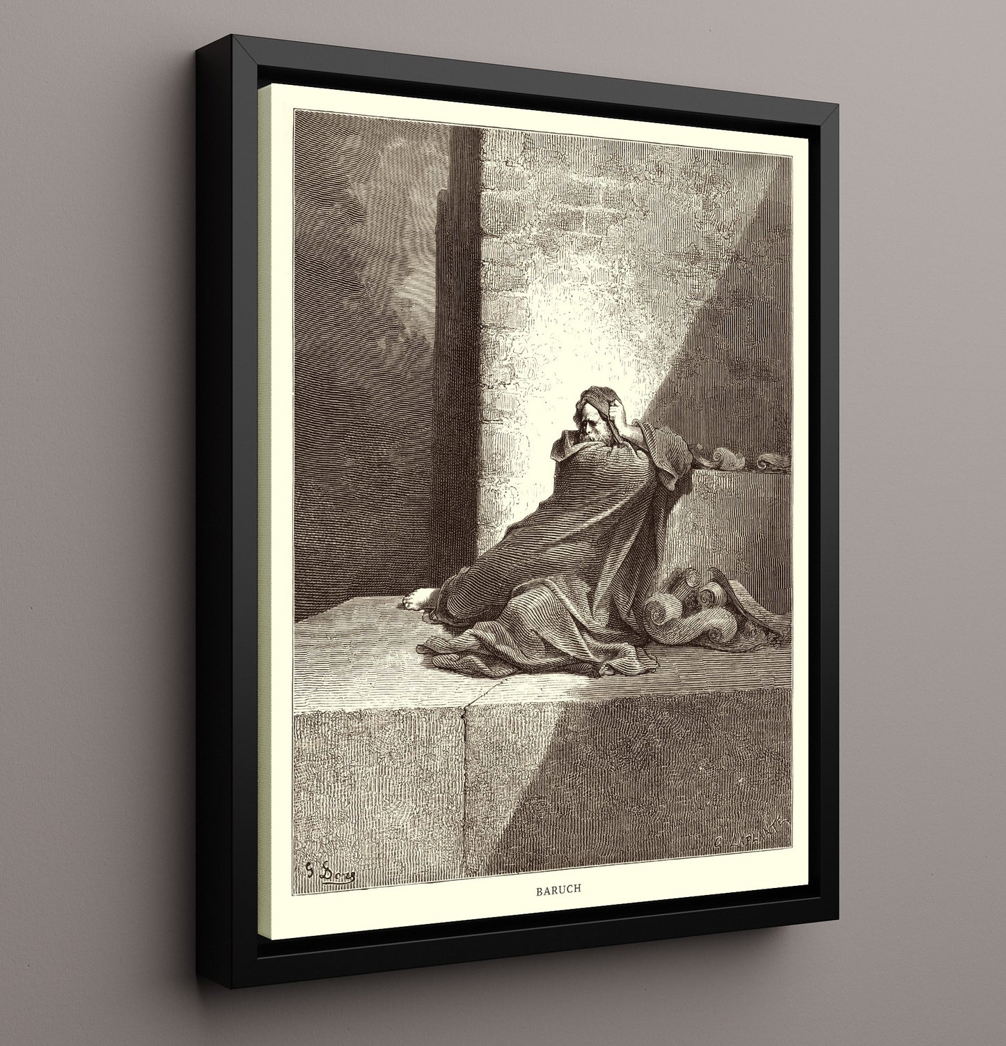Baruch Writes Down Jeremiahs Prophecies Jeremiah 36:1-4 Dore Bible Illustration Wall Art 16x20 Framed Canvas wall art print