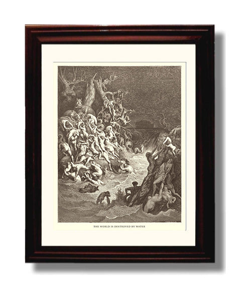 Cain Slays Abel Genesis 4:8 Dore Bible Illustration Wall Art 8x10 Beveled Frame wall art print