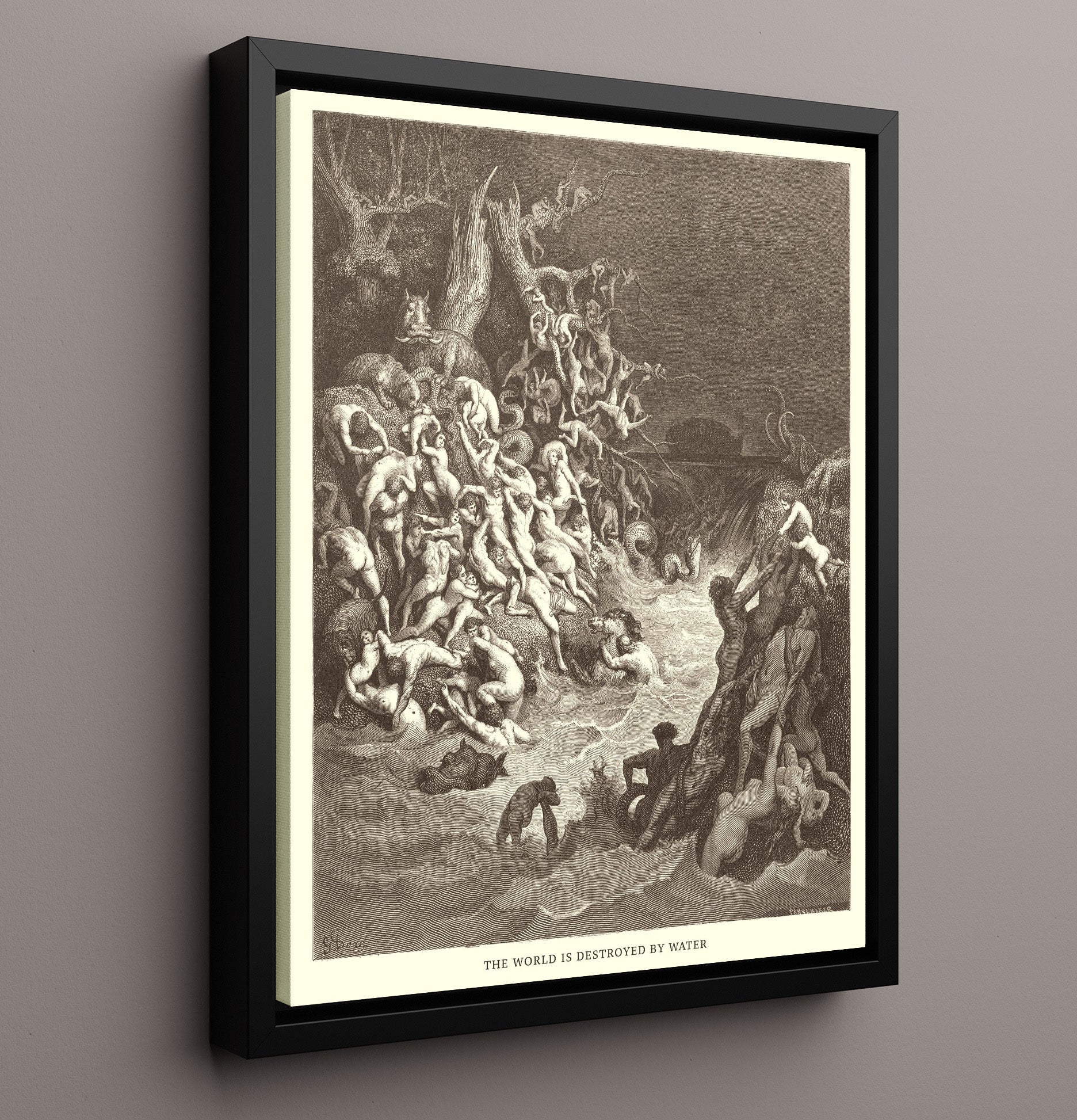 Cain Slays Abel Genesis 4:8 Dore Bible Illustration Wall Art 16x20 Framed Canvas wall art print
