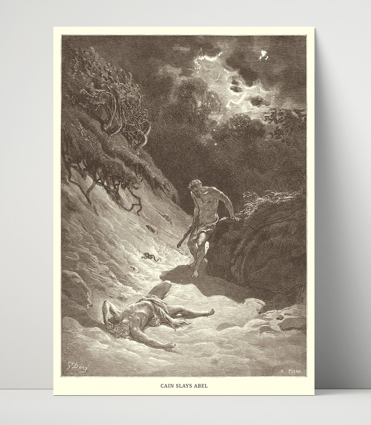 Cain and Abel Offer Their Sacrifices Genesis 4:3-5 Dore Bible Illustration Wall Art 16x20 Unframed Print wall art print