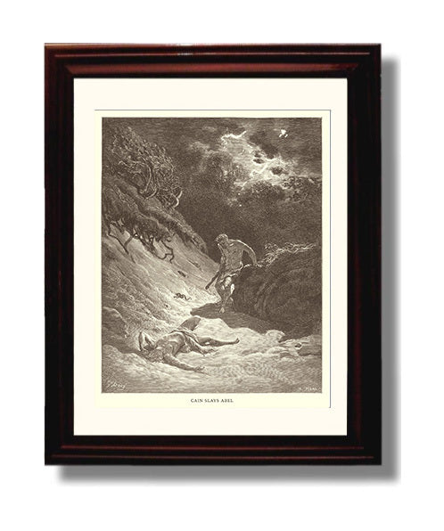 Cain and Abel Offer Their Sacrifices Genesis 4:3-5 Dore Bible Illustration Wall Art 8x10 Beveled Frame wall art print