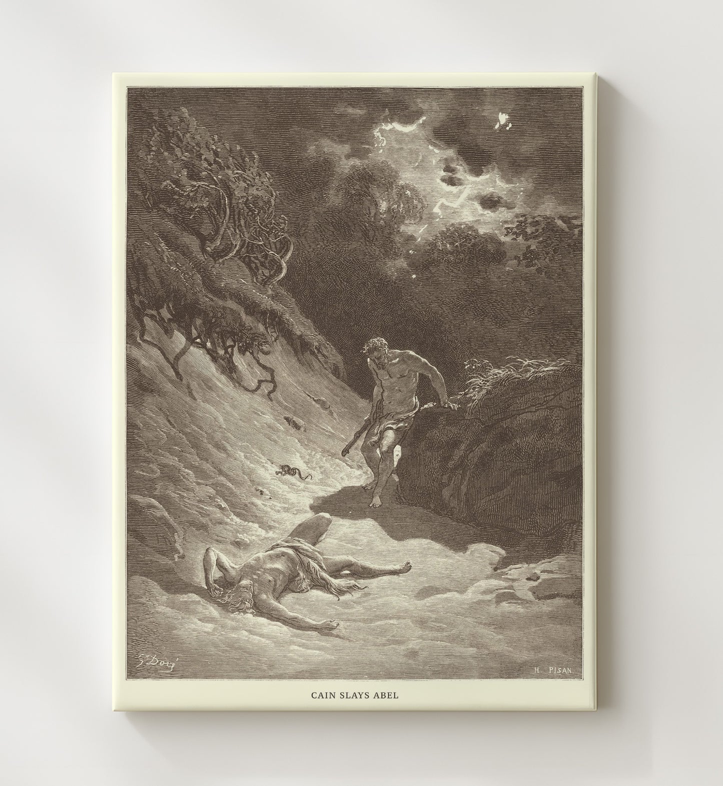 Cain and Abel Offer Their Sacrifices Genesis 4:3-5 Dore Bible Illustration Wall Art 20x24 Canvas wall art print