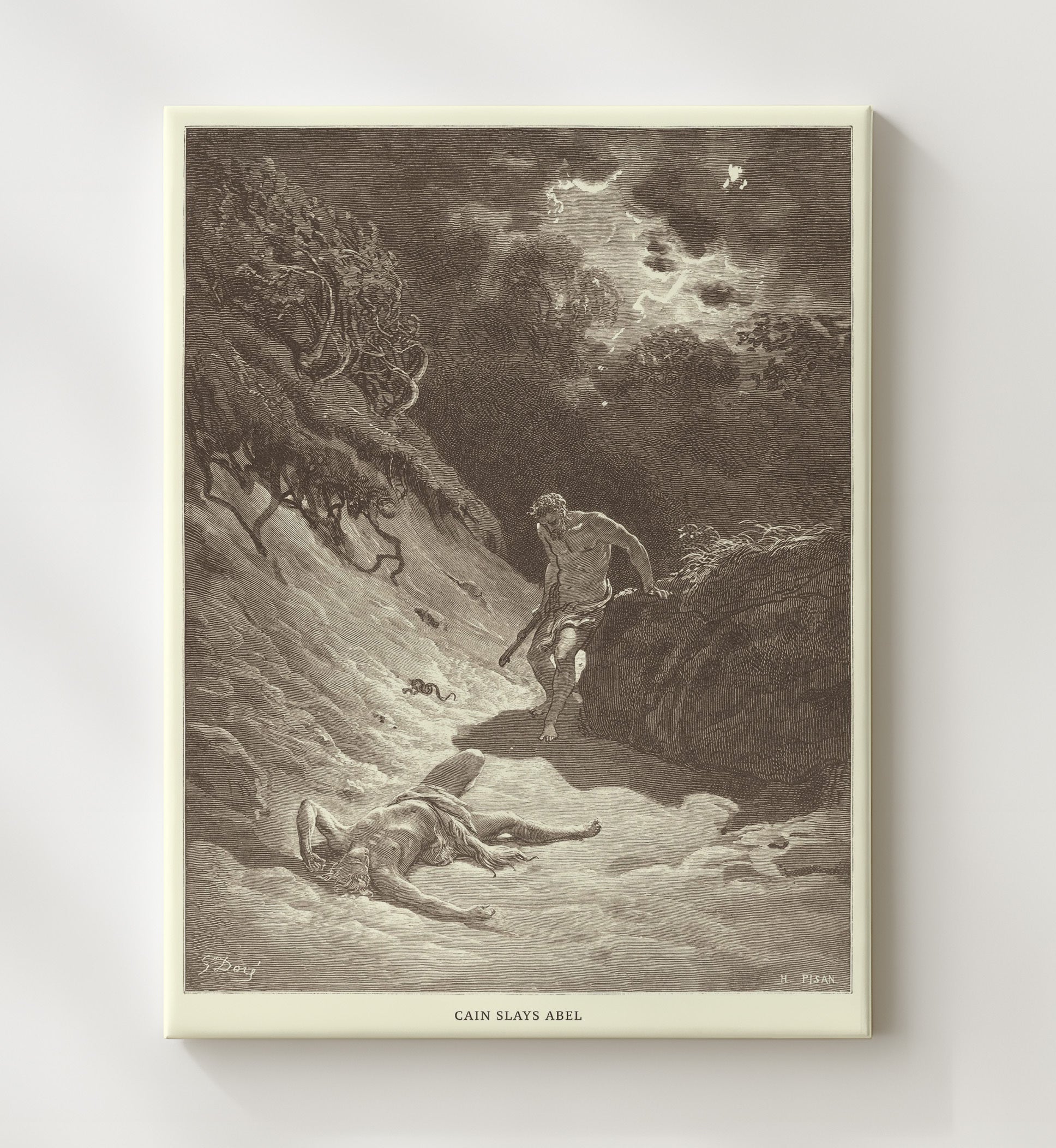 Cain and Abel Offer Their Sacrifices Genesis 4:3-5 Dore Bible Illustration Wall Art 20x24 Canvas wall art print