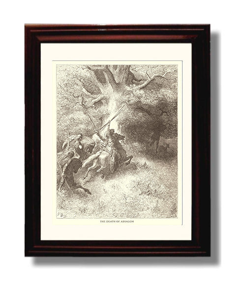 Combat Between Soldiers of Ish-Bosheth and David 2 Samuel 2:12-17 Dore Bible Illustration Wall Art 8x10 Beveled Frame wall art print