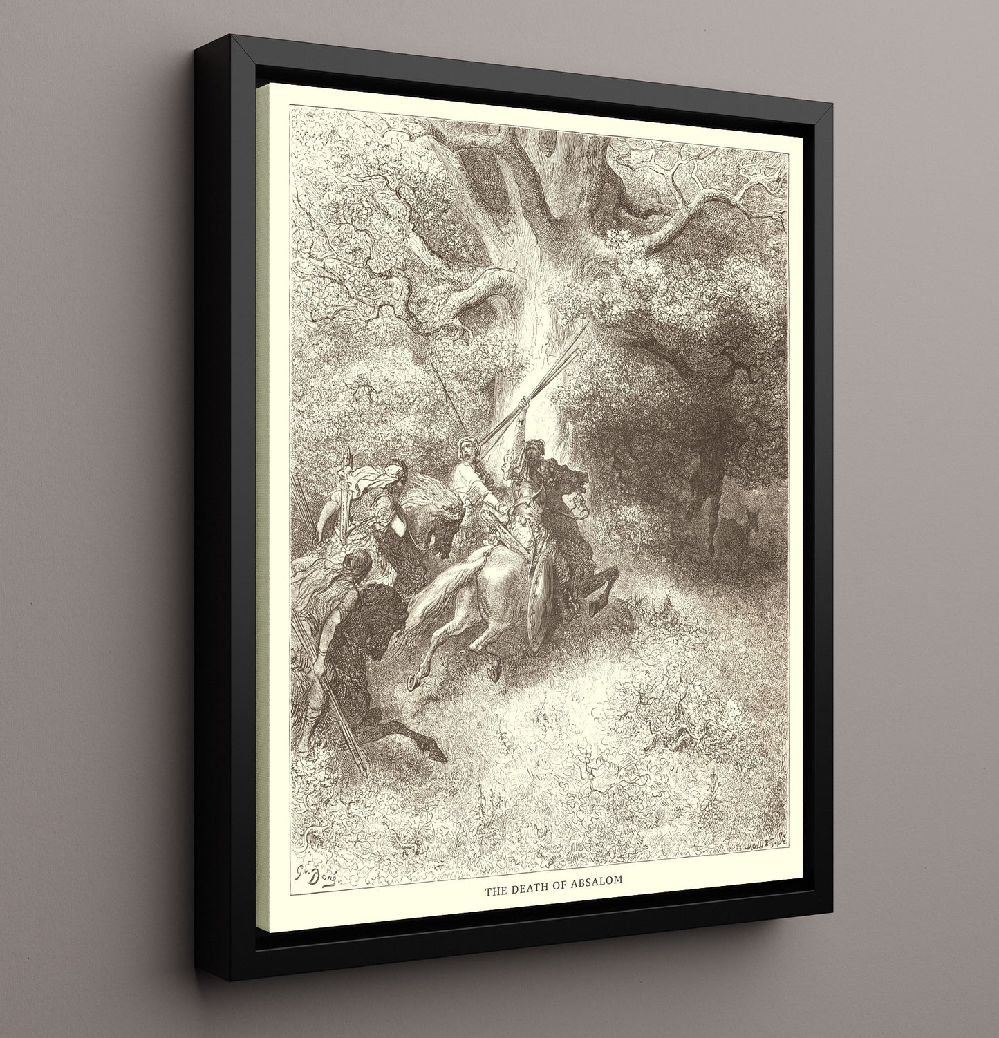 Combat Between Soldiers of Ish-Bosheth and David 2 Samuel 2:12-17 Dore Bible Illustration Wall Art 16x20 Framed Canvas wall art print