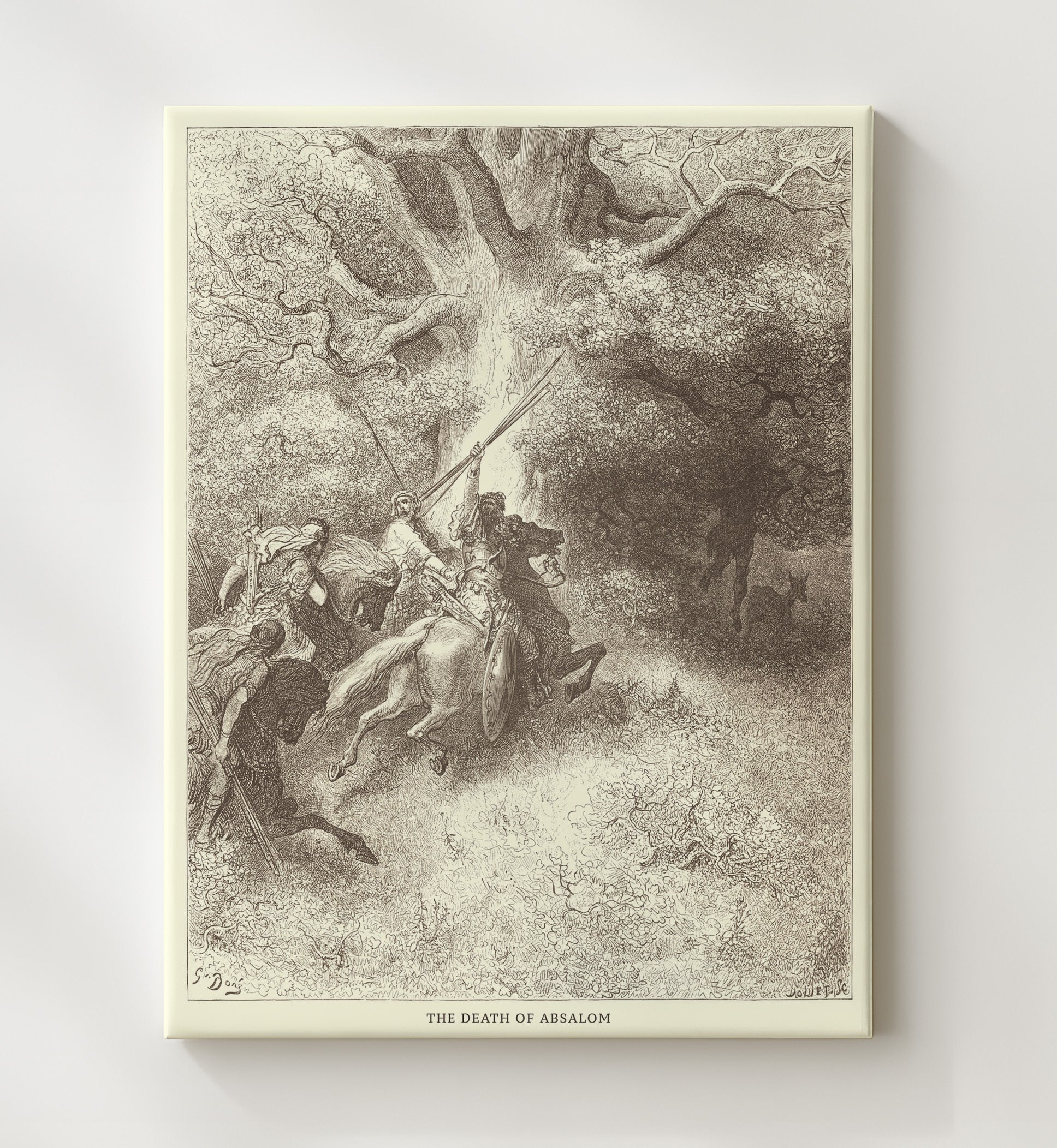 Combat Between Soldiers of Ish-Bosheth and David 2 Samuel 2:12-17 Dore Bible Illustration Wall Art 20x24 Canvas wall art print