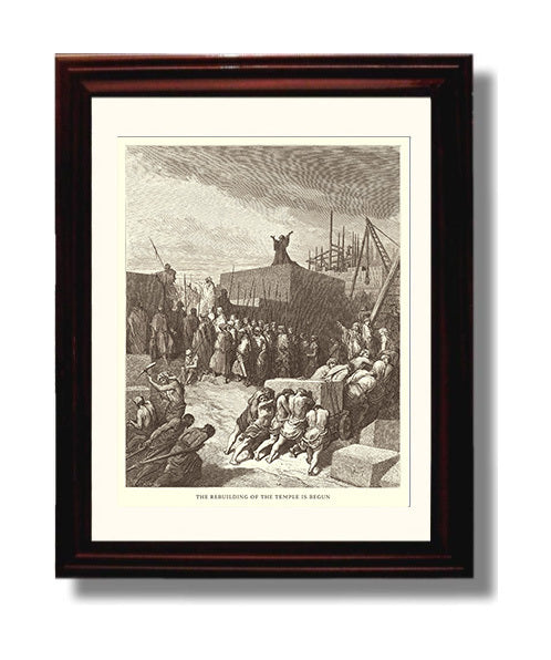 Cyrus Restores the Vessels of the Temple Ezra 1:7-11 Dore Bible Illustration Wall Art 8x10 Beveled Frame wall art print