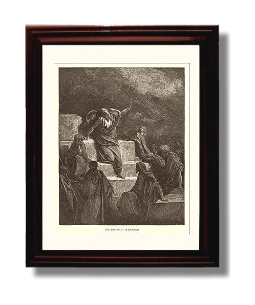 Daniel Interprets the Writing on the Wall Daniel 5:24-28 Dore Bible Illustration Wall Art 8x10 Beveled Frame wall art print