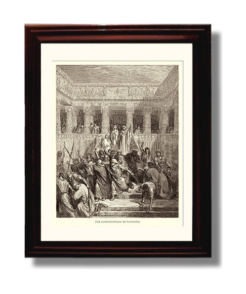 Daniel in the Lions Den Daniel 6 Dore Bible Illustration Wall Art 8x10 Beveled Frame wall art print