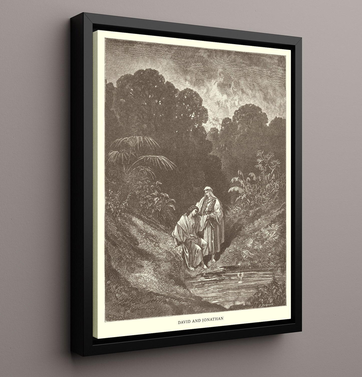 David Escapes Through a Window 1 Samuel 19:11-12 Dore Bible Illustration Wall Art 16x20 Framed Canvas wall art print
