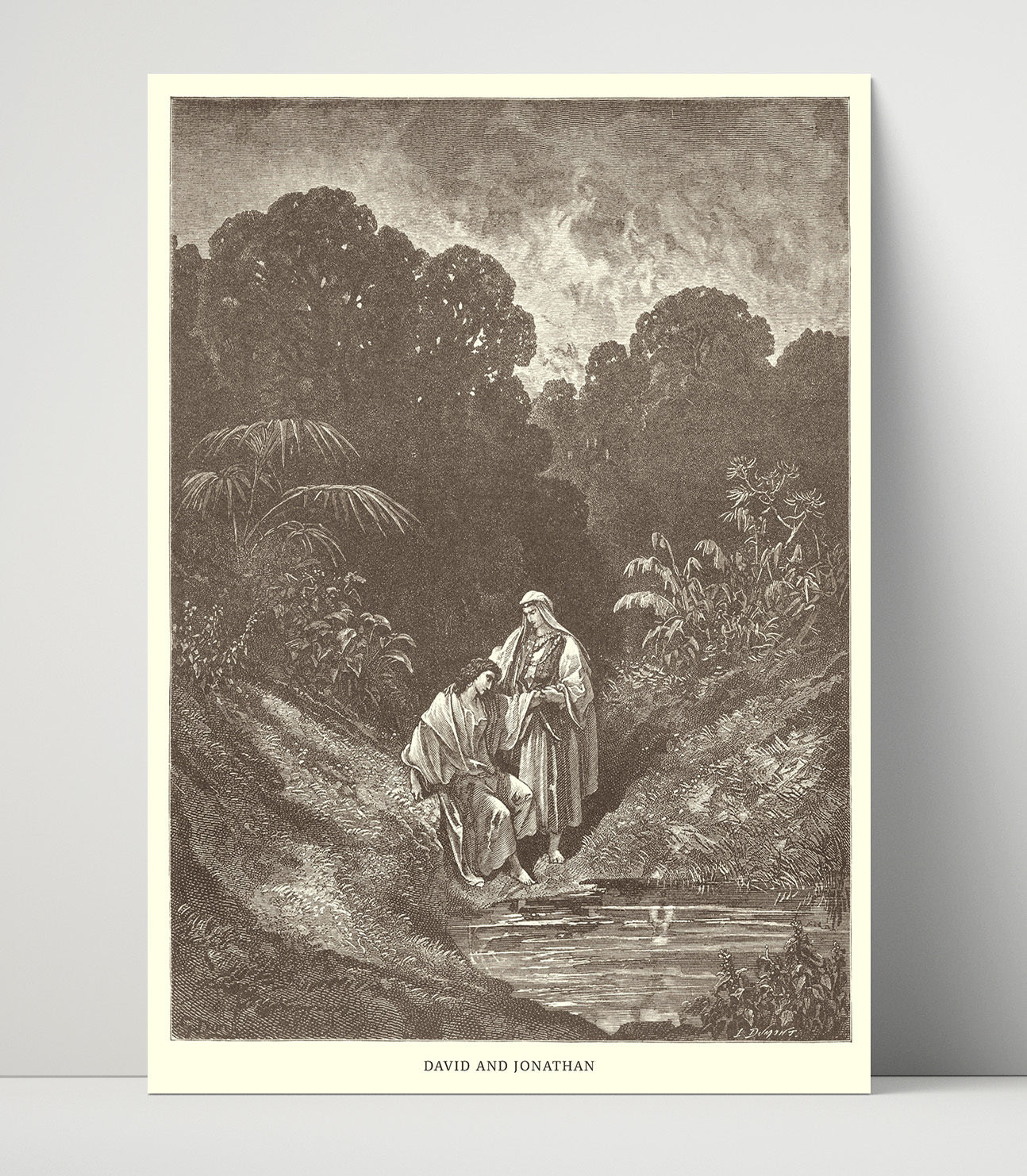 David Escapes Through a Window 1 Samuel 19:11-12 Dore Bible Illustration Wall Art 16x20 Unframed Print wall art print