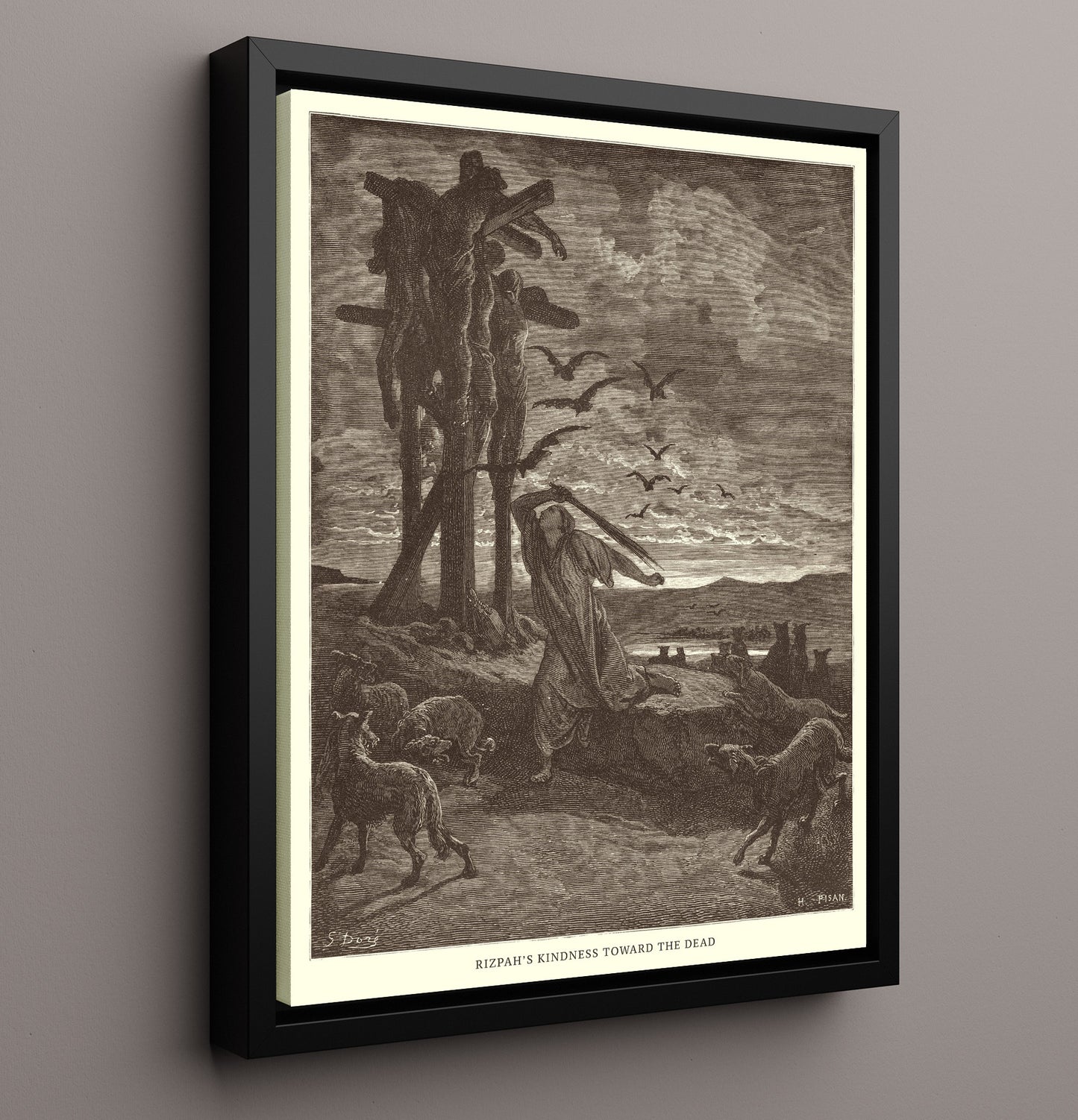 David Mourns the Death of Absalom 2 Samuel 18:33 Dore Bible Illustration Wall Art 16x20 Framed Canvas wall art print