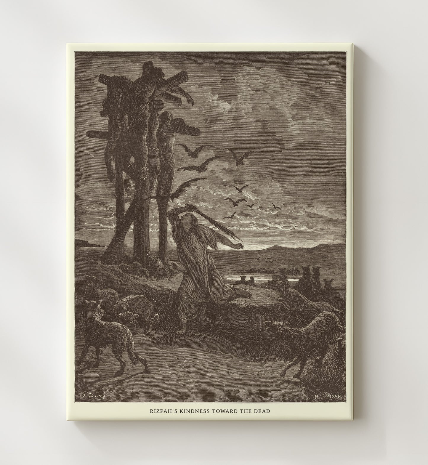 David Mourns the Death of Absalom 2 Samuel 18:33 Dore Bible Illustration Wall Art 20x24 Canvas wall art print