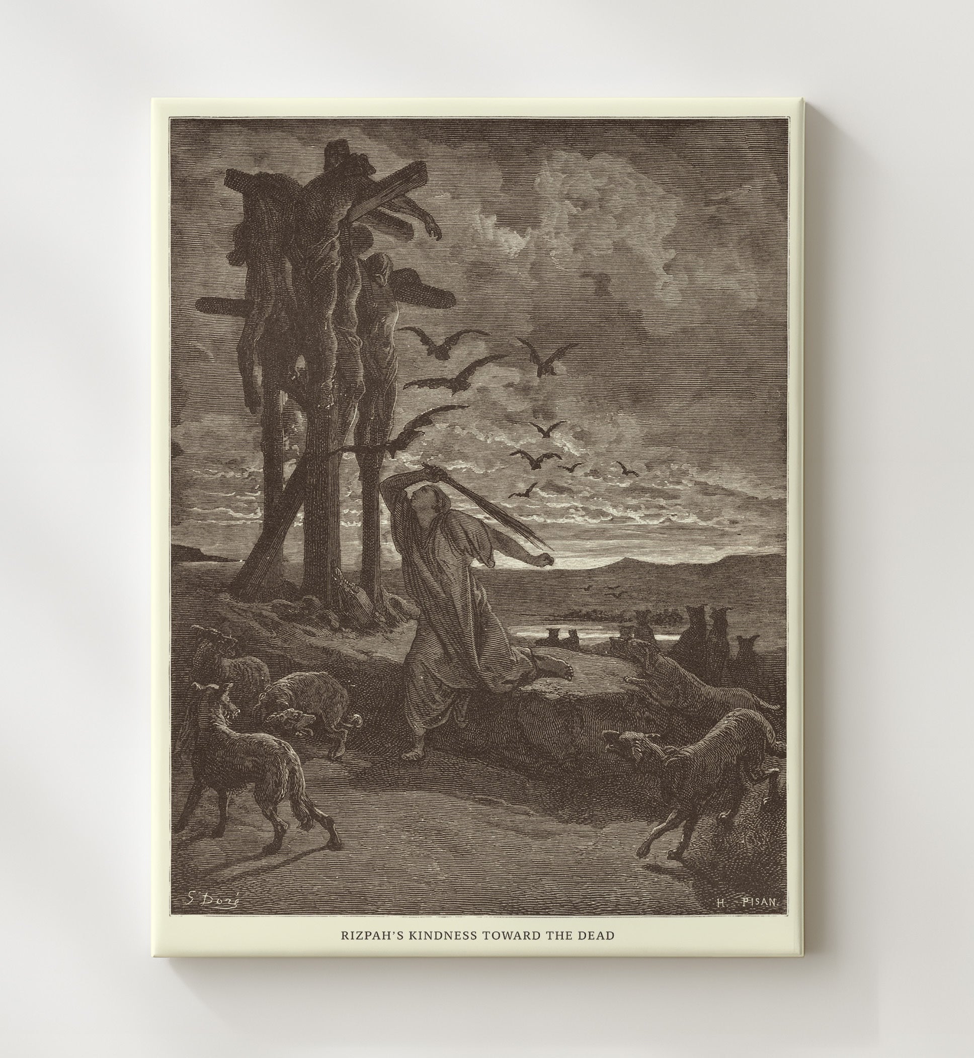 David Mourns the Death of Absalom 2 Samuel 18:33 Dore Bible Illustration Wall Art 20x24 Canvas wall art print