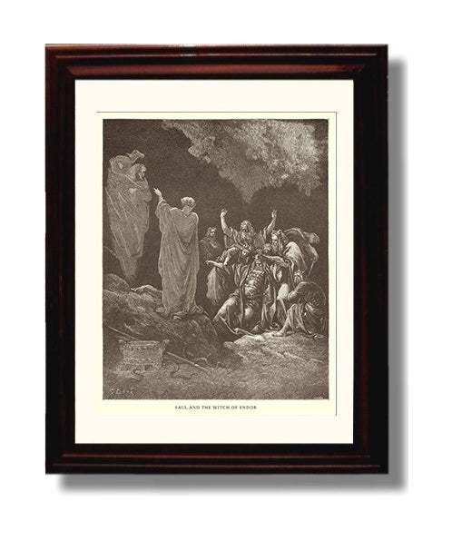David Shows Saul How He Saved His Life 1 Samuel 24:8-15 Dore Bible Illustration Wall Art 8x10 Beveled Frame wall art print