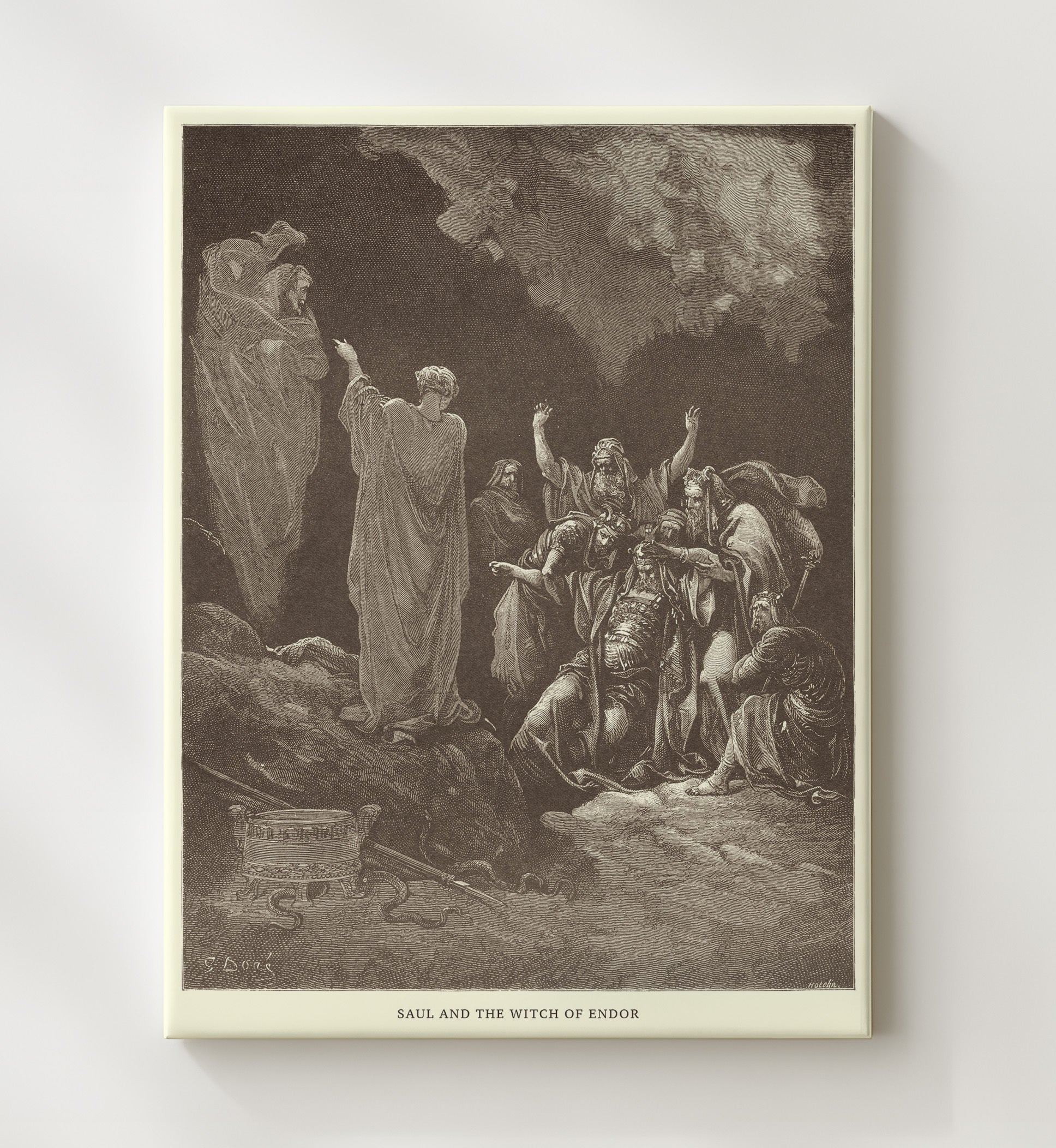 David Shows Saul How He Saved His Life 1 Samuel 24:8-15 Dore Bible Illustration Wall Art 20x24 Canvas wall art print