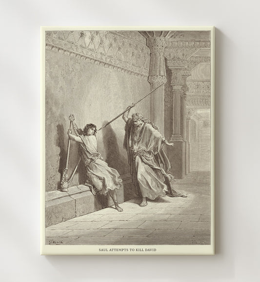 David Slays Goliath 1 Samuel 17:49-51 by Gustave Doré 8x10 Canvas Bible illustration wall art
