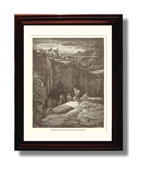 David and Jonathan 1 Samuel 20:41-42 Dore Bible Illustration Wall Art 8x10 Beveled Frame wall art print