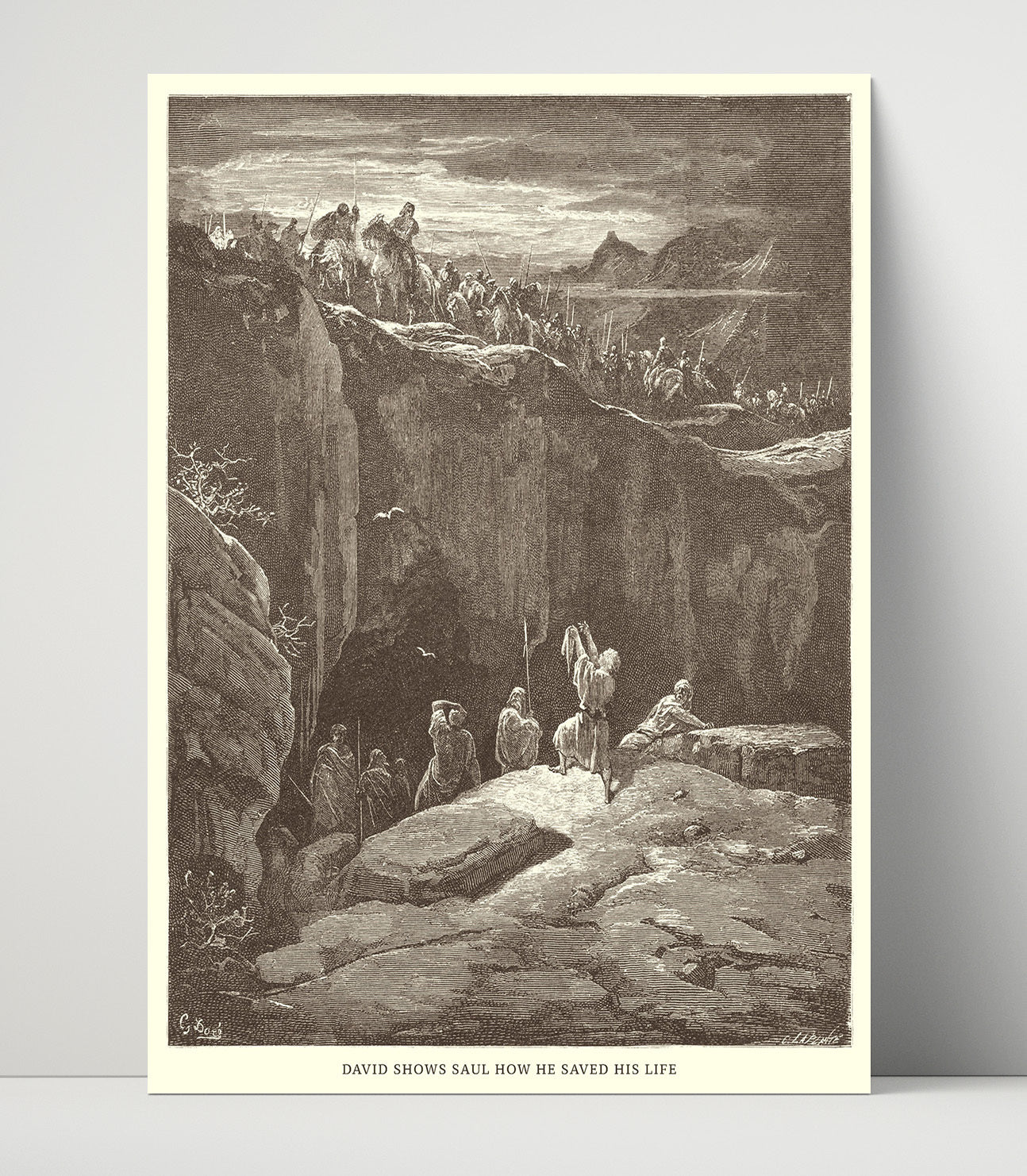 David and Jonathan 1 Samuel 20:41-42 Dore Bible Illustration Wall Art 16x20 Unframed Print wall art print