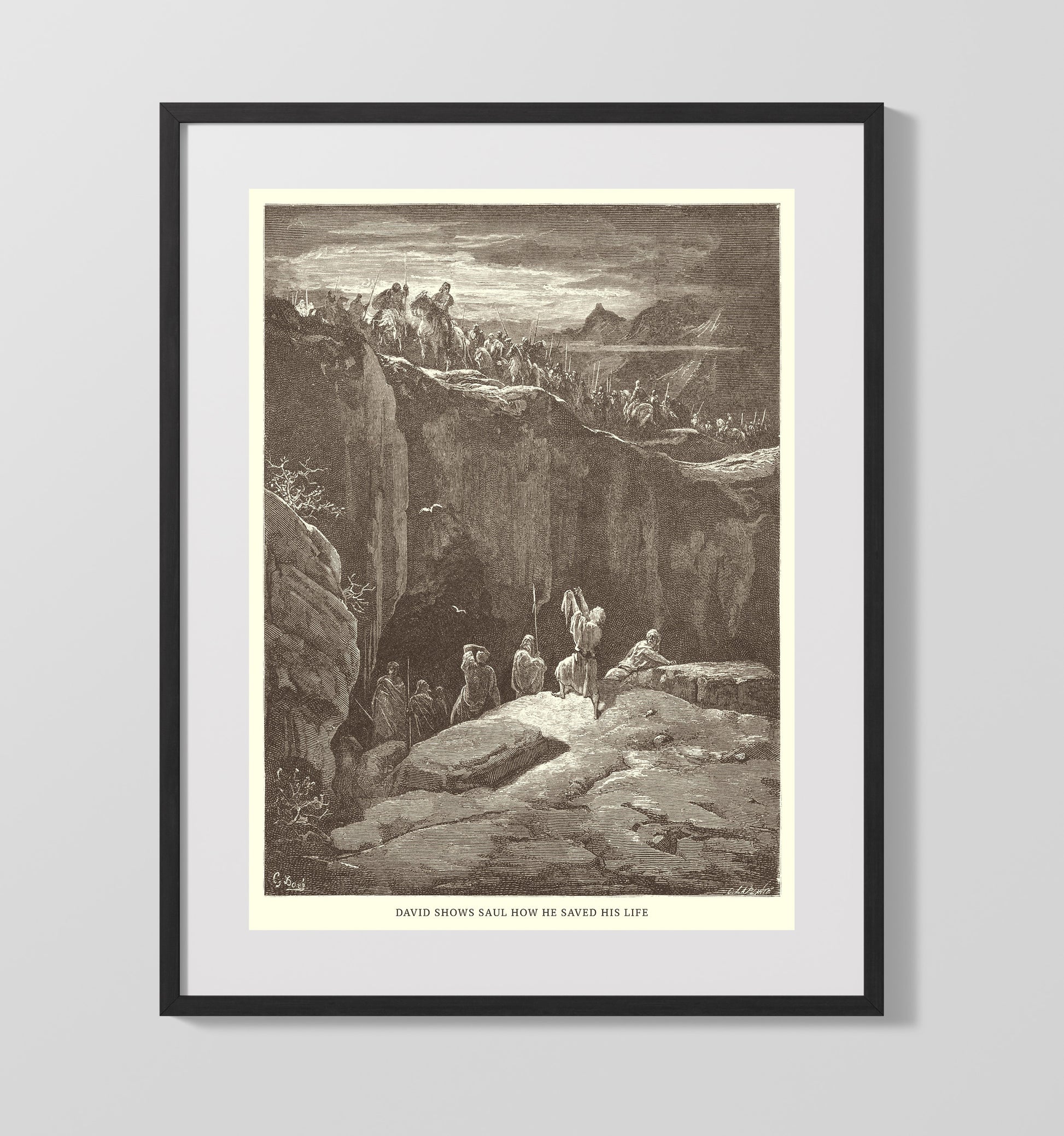 David and Jonathan 1 Samuel 20:41-42 Dore Bible Illustration Wall Art 16x20 Gallery Frame wall art print