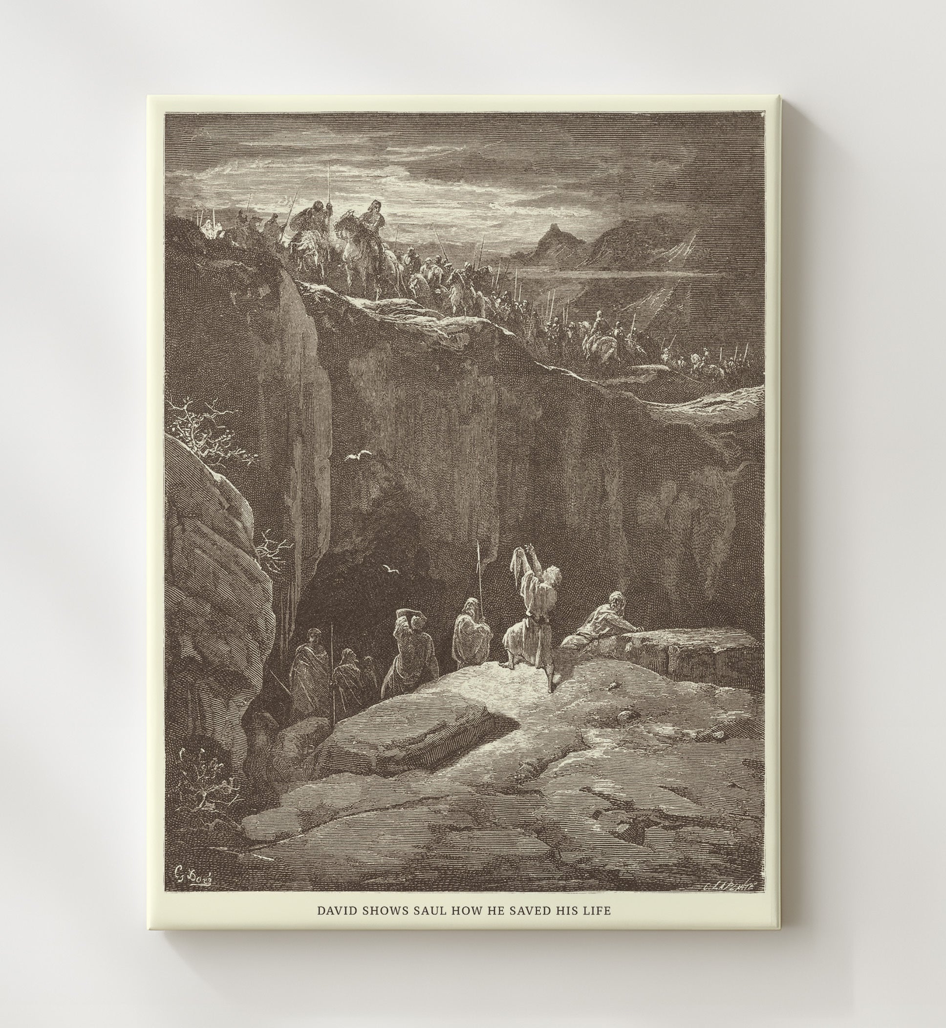 David and Jonathan 1 Samuel 20:41-42 Dore Bible Illustration Wall Art 20x24 Canvas wall art print
