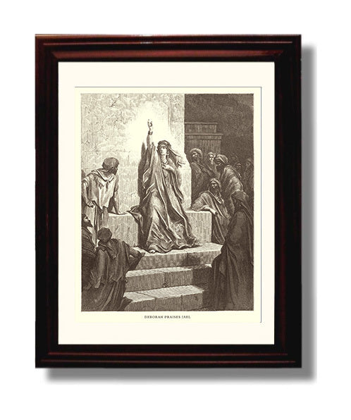 Deborah Praises Jael Judges 5:24-27 Dore Bible Illustration Wall Art 8x10 Beveled Frame wall art print